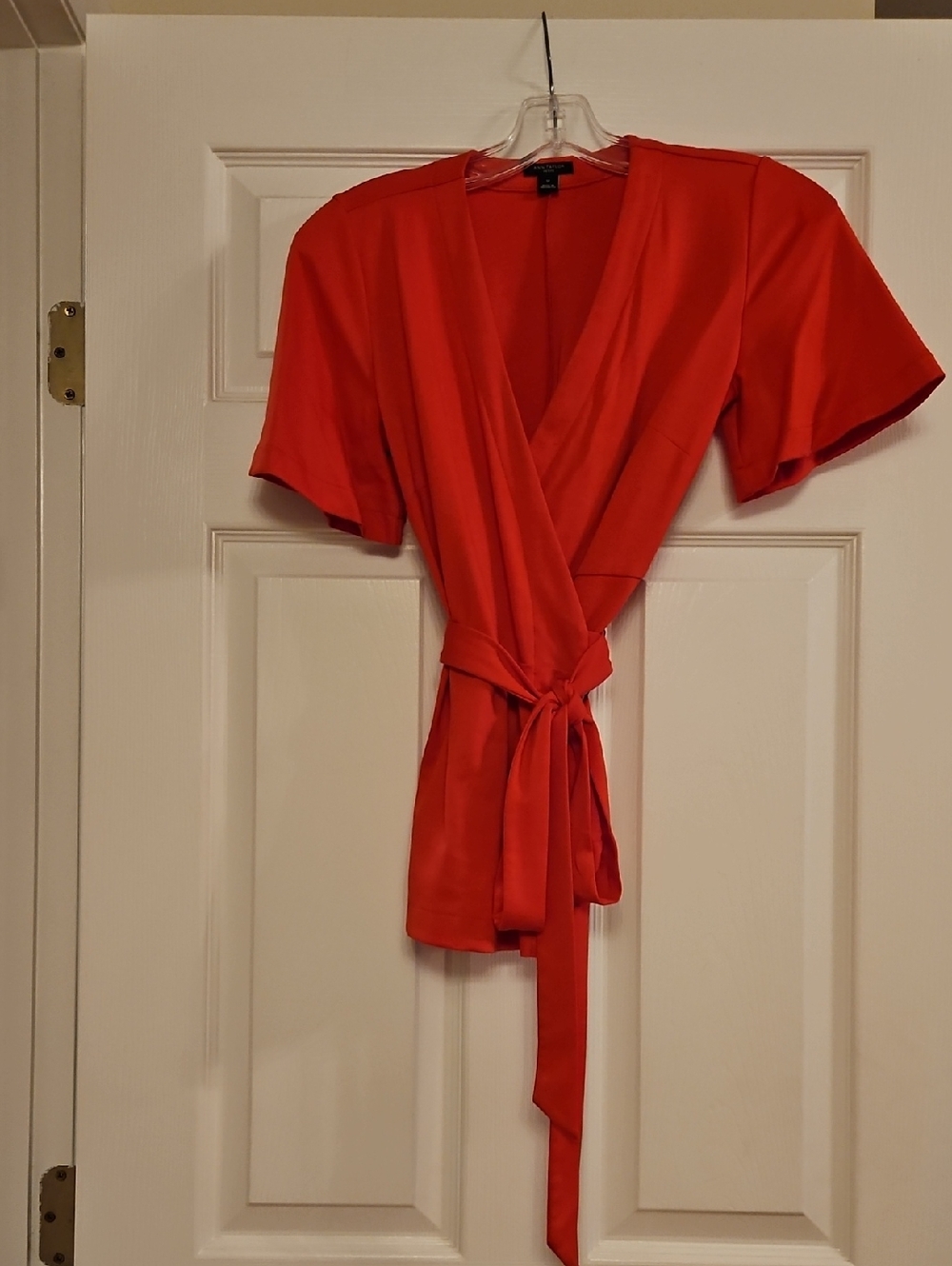 Ann Taylor Petite Red Wrap Knit Top